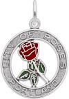 10k Or 14k Gold Portland City Of Roses Charm With Red & Green Enamel By Rembrandt