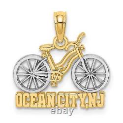 14K Gold with White Rhodium OCEAN CITY, NJ Bicycle Charm 0.8 x 0.6 in