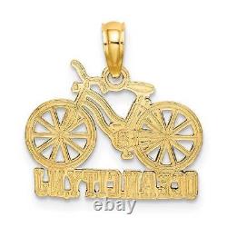 14K Gold with White Rhodium OCEAN CITY, NJ Bicycle Charm 0.8 x 0.6 in
