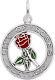 14k White Gold Portland City Of Roses Charm With Red & Green Enamel By Rembrandt
