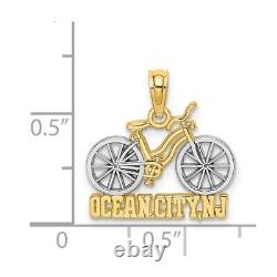 14K Yellow Gold and Rhodium Ocean City, NJ Under Bicycle Pendant