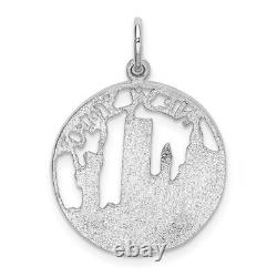 14k 14kt White Gold Polished New York City in Disc Charm 25mm X 18mm