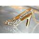 14k Yellow Gold Colorless Topaz And Cz High Hill Shoe Pendant Necklace Sky