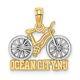 14k With White Rhodium Ocean City, Nj Bicycle Charm Bracelet Necklace