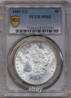 1883-CC Morgan PCGS MS-63 Gold Shield White Silver Dollar Coin Carson City Mint