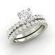 1.62 Carat D Si1 Round Diamond Engagement & Wedding Set W Accents Made To Order