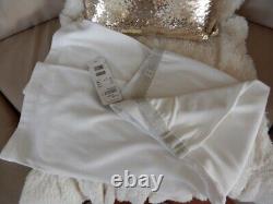 $790 Nwt Auth. Escada White & Light Gold Ee Hose Trousers Wide Leg Pants S. 44