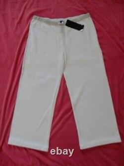 $790 Nwt Auth. Escada White & Light Gold Ee Hose Trousers Wide Leg Pants S. 44