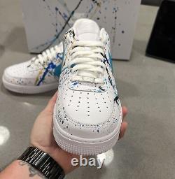 Air Force 1 Custom Splatter? Gold Teal Black White Shoes Sneakers Mens Womens