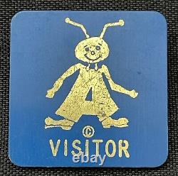 Andy Anaheim City Hall VISITOR Badge Pin -Gold on Blue- SQUARE white back