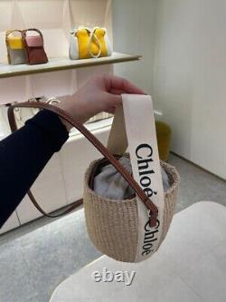 Auth Chloe woody Small Basket Shoulder Bag Brown Paper/Canvas