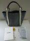 Authentic Anya Hindmarch Leather Canvas Handbag Point Tote Bag Gray Smiley Patch