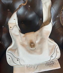 Authentic Coach New York Off-White Leather Large Shoulder Hobo Bag WithDustbag