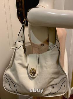 Authentic Coach New York Off-White Leather Large Shoulder Hobo Bag WithDustbag