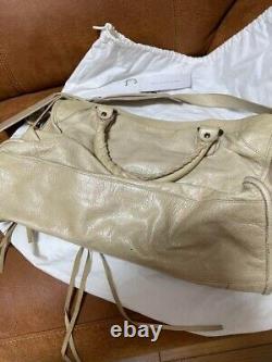 BALENCIAGA City Leather should Bag beige white Women Medium Auth italy