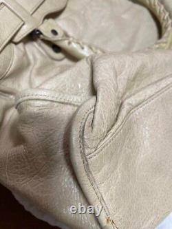 BALENCIAGA City Leather should Bag beige white Women Medium Auth italy