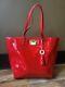 Badgley And Mischka Red/gold Leather Tote Authentic Nwt