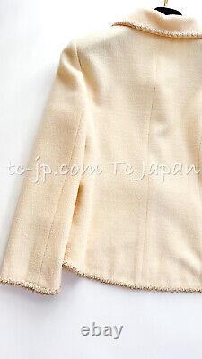 CHANEL 10C Ivory Cream Gold Line Trim WoolRunway Jacket 38 US6 Pristine CCbutton