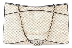 CHANEL Chain Shoulder Bag Leather Cotton Matelasse Cruise Purse Authentic