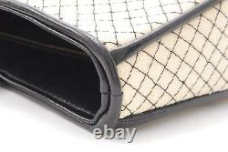 CHANEL Chain Shoulder Bag Leather Cotton Matelasse Cruise Purse Authentic