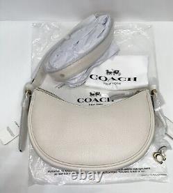 COACH Luna Crescent Shoulder Bag in Chalk White Soft Pebble Leather BRAND NEW