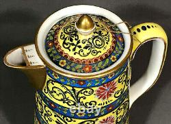 C. 1885 DRESDEN HOT CHOCOLATE POT Hand Painted Gilded Richard Klemm Style antique