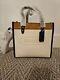 Coach Field Tote 22 In Colorblock Leather W Coach Badge. Chalk Brass C3461 New