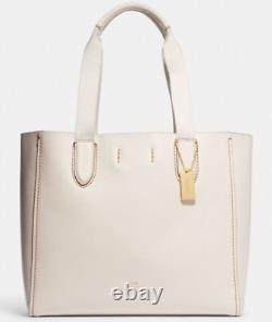 Coach Soft Leather Derby Tote Chalk Ivory White 58660 Gold NWT $350 Retail Price