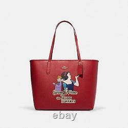 Coach X Disney Snow White and the Seven Dwarfs Pebble Leather City Tote Red NEW