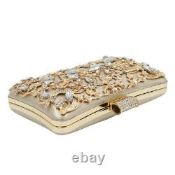 Evening Bags Clutch Gold Silver Black White Beige Jeweled Jewels Embellished NEW