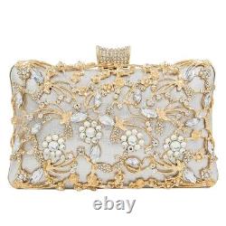 Evening Bags Clutch Gold Silver Black White Beige Jeweled Jewels Embellished NEW