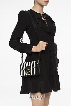 Furla Mini Metropolis 885780 Crossbody Onyx Petalo Black White Stripe Women Bag