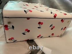 Kate Spade Staci Medium Satchel Bag Shoulder Cherries Pink Red White Leather
