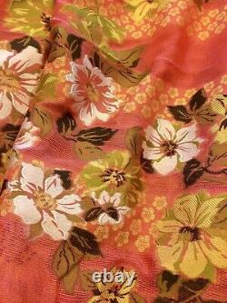 Kenzo Scarf Floral Coral White Gold 28 X 70