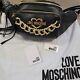 Love Moschino Heart Chain Trim Belt Bag Crossbody Fanny Pack Black +dust Bag Nwt