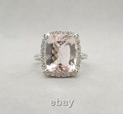 Ladies Morganite and Diamond Dress Ring 18ct White Gold Size M VAL$6500