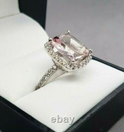 Ladies Morganite and Diamond Dress Ring 18ct White Gold Size M VAL$6500