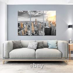 Large 3 Piece New York City Canvas Wall Art Modern Black and White NYC at Gold S