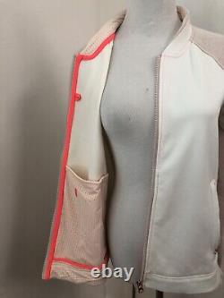 Lululemon Neoprene Var-City Bomber Jacket White Pink Sz 8 Rose Gold Zip RARE #2
