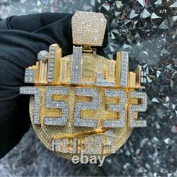 Men's Unique Customize Number City Struct ure Pendant Silver Yellow Gold Plated