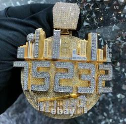 Men's Unique Customize Number City Struct ure Pendant Silver Yellow Gold Plated