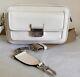 Michael Kors Bradshaw Medium White Silver Leather Messenger Camera Crossbody Bag