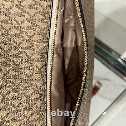 Michael Kors Travel X-Large Top Zip Duffle Bag Signature MK Light Cream Gold
