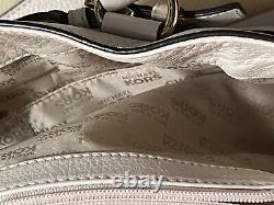 Michael Kors White Pebble Leather Crossbody Tote Bag With HandStraps/Gold Chain