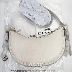 NWT COACH Luna Crescent Shoulder Bag in Chalk White Soft Pebble Leather
