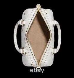 NWT Coach Rowan Satchel In Signature Canvas & Leather With Bee Print Chalk White