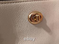 NWT Coach Tote Chain Style Bag Chalk Pebbled Leather with Turnlock