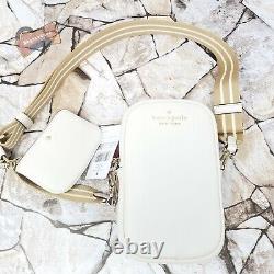NWT Kate Spade Rosie Pebbled Leather North South Phone Zip Crossbody Parchment
