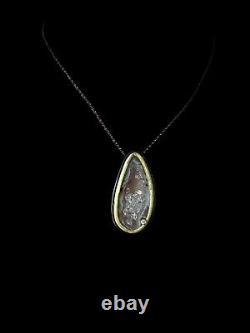 Natural Geode Floating Crystals Herkimer Diamond 18k Gold Over Rhodium Necklace
