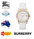 New Burberry'the City' Bu9108 Rose Gold/silver/white Leather Check Womens Watch